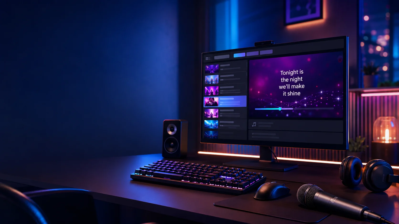 Aplicativo de karaoke Windows em computador moderno
